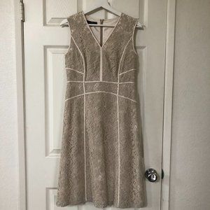 Lafayette 148 New York Cream Floral Lace Essie Sheath Dress 0